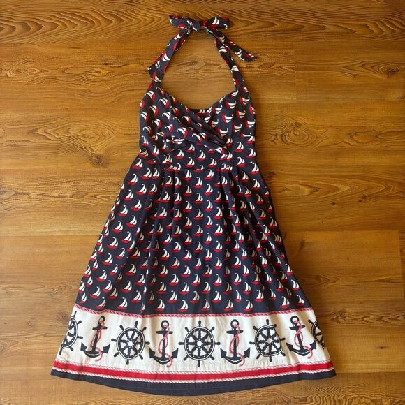 Anthropologie Dresses & Skirts - Anthropologie Postmark Windward Sailboat Nautical A-Line Halter Dress Size 2